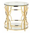 Eden Home Modern Round Metal-Glass Side Table in High Polish Gold Finish