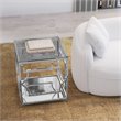 Eden Home Modern Metal and Glass Side Table in High Polish Silver Finish