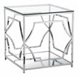 Eden Home Modern Metal and Glass Side Table in High Polish Silver Finish