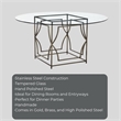 Eden Home Modern Round Modern Metal Dining Table in Brushed Brass Finish