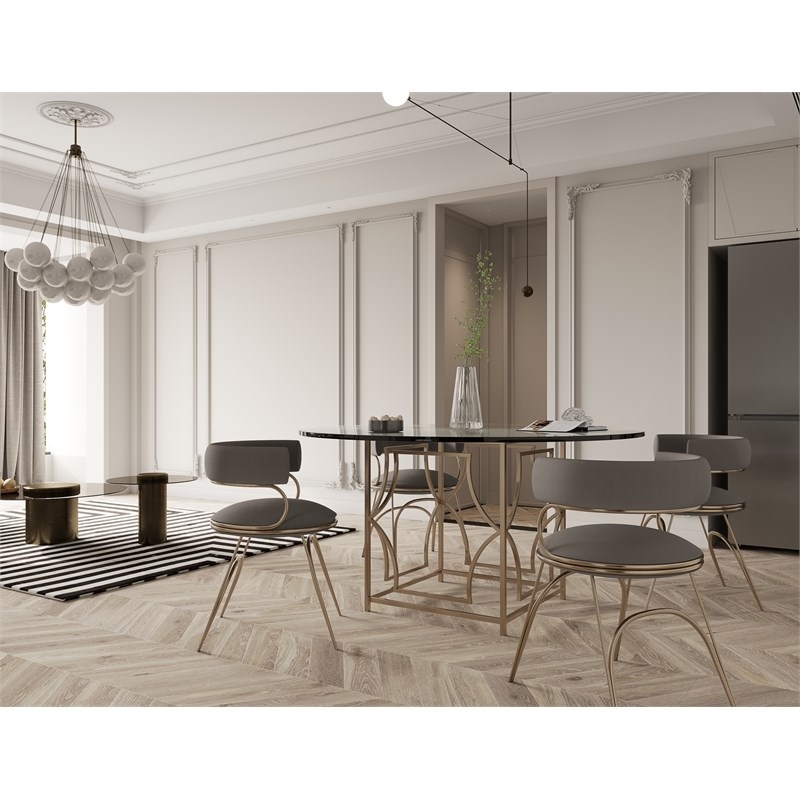 Eden Home Modern Round Modern Metal Dining Table in Brushed Brass Finish