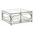 Eden Home Modern Square Metal-Glass Coffee Table in Brushed Brass Finish