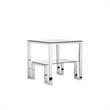 Eden Home Modern Metal and Glass Side Table in High Polish Silver Finish