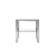 Eden Home Modern Metal and Glass Side Table in High Polish Silver Finish
