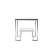 Eden Home Modern Metal and Glass Side Table in High Polish Silver Finish