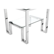 Eden Home Modern Metal and Glass Side Table in High Polish Silver Finish