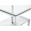 Eden Home Modern Metal and Glass Side Table in High Polish Silver Finish