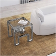 Eden Home Modern Metal and Glass Side Table in High Polish Silver Finish
