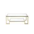 Eden Home Modern Metal and Glass Coffee Table in High Polish Gold Finish