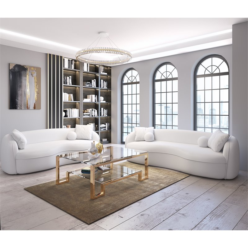 Eden Home Modern Metal and Glass Coffee Table in High Polish Gold Finish