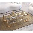 Eden Home Modern Metal and Glass Coffee Table in High Polish Gold Finish