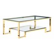 Eden Home Modern Metal and Glass Coffee Table in High Polish Gold Finish