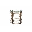 Eden Home Modern Round Metal and Glass Side Table in Brushed Brass Finish