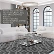 Eden Home Modern Rectangular Metal and Glass Coffee Table in Silver Finish