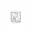 Eden Home Modern Round Metal-Glass Side Table in High Polish Silver Finish