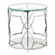 Eden Home Modern Round Metal-Glass Side Table in High Polish Silver Finish