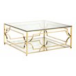 Eden Home Modern Square Metal and Glass Coffee Table in Polish Gold Finish