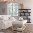 Eden Home Farmhouse Rectangular Fabric and Wood Coffee Table in White Finish