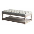 Eden Home Farmhouse Rectangular Fabric and Wood Coffee Table in White Finish