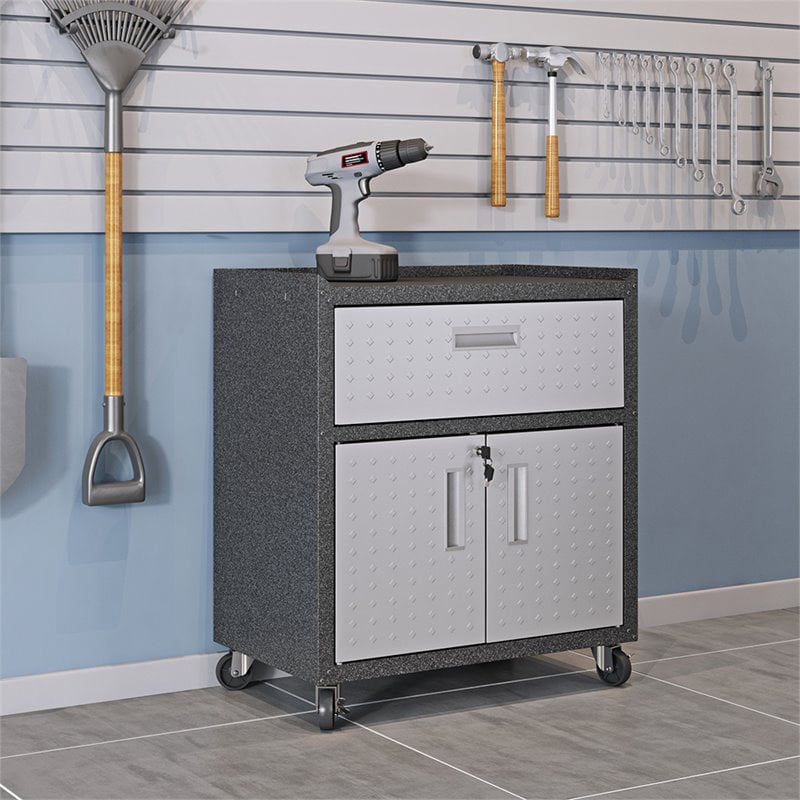 Eden Home Modern 1-Drawer Metal Mobile Garage Cabinet in Gray
