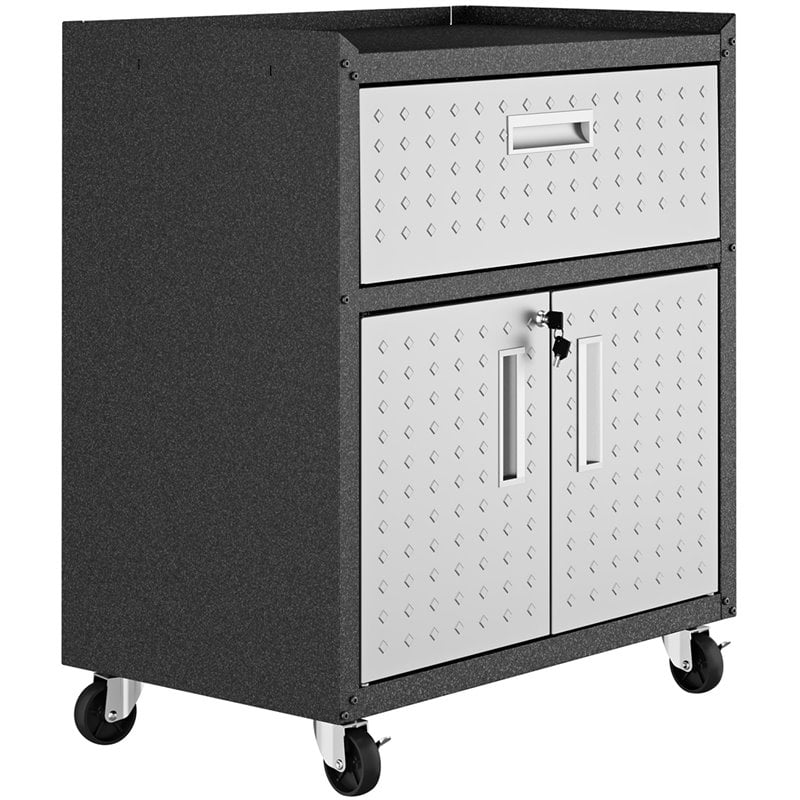 Eden Home Modern 1-Drawer Metal Mobile Garage Cabinet in Gray