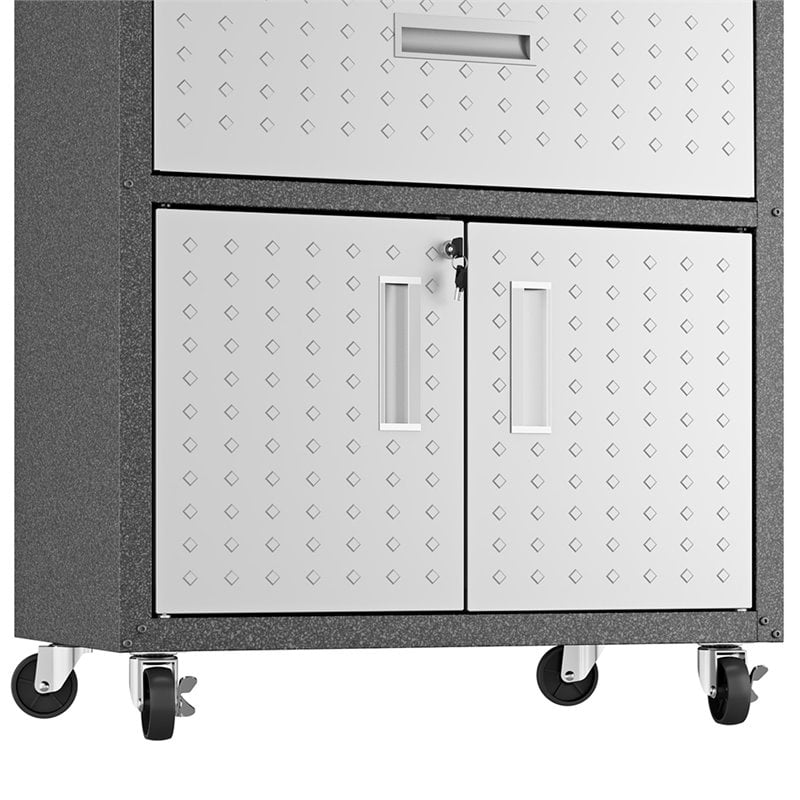 Eden Home Modern 1-Drawer Metal Mobile Garage Cabinet in Gray