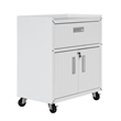 Eden Home Contemporary Wood/Metal Mobile Garage Cabinet in White