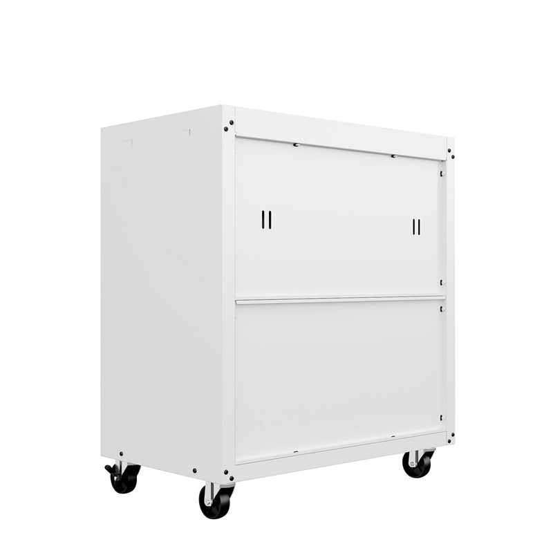 Eden Home Contemporary Wood/Metal Mobile Garage Cabinet in White
