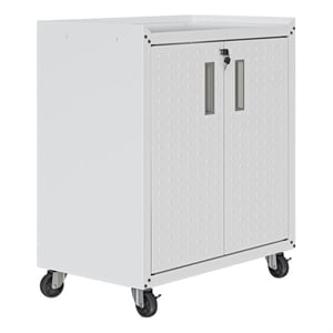 Eden Home Modern Metal Mobile Garage Cabinet with Shelves in White