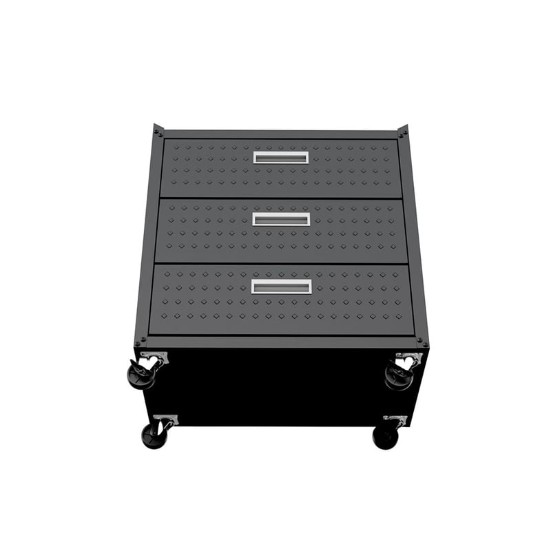 Eden Home Modern Metal Mobile Garage Chest with Drawers in Charcoal