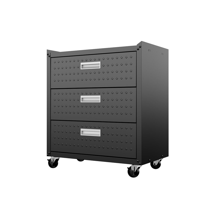 Eden Home Modern Metal Mobile Garage Chest with Drawers in Charcoal