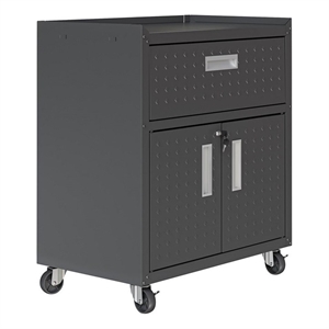 Eden Home Modern Metal Mobile Garage Cabinet with Drawer in Charcoal