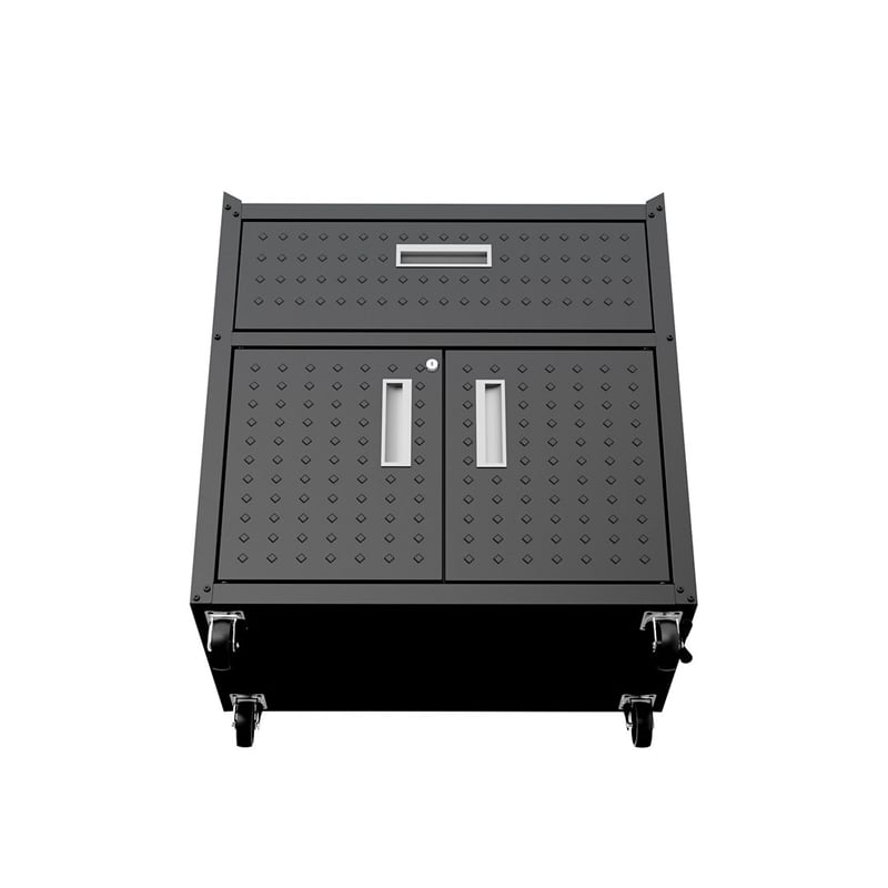 Eden Home Modern Metal Mobile Garage Cabinet with Drawer in Charcoal