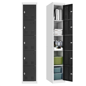 gangmei 5-tier metal locker storage cabinet for school office home gym in white