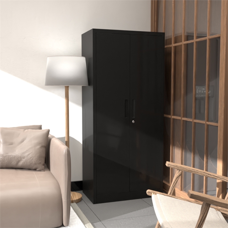 GangMei Metal Garage Storage Cabinet with Doors and Lock Steel Locking in Black