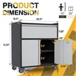 GangMei Metal Garage Storage Cabinet with Lock and Wheels Rolling in Gray