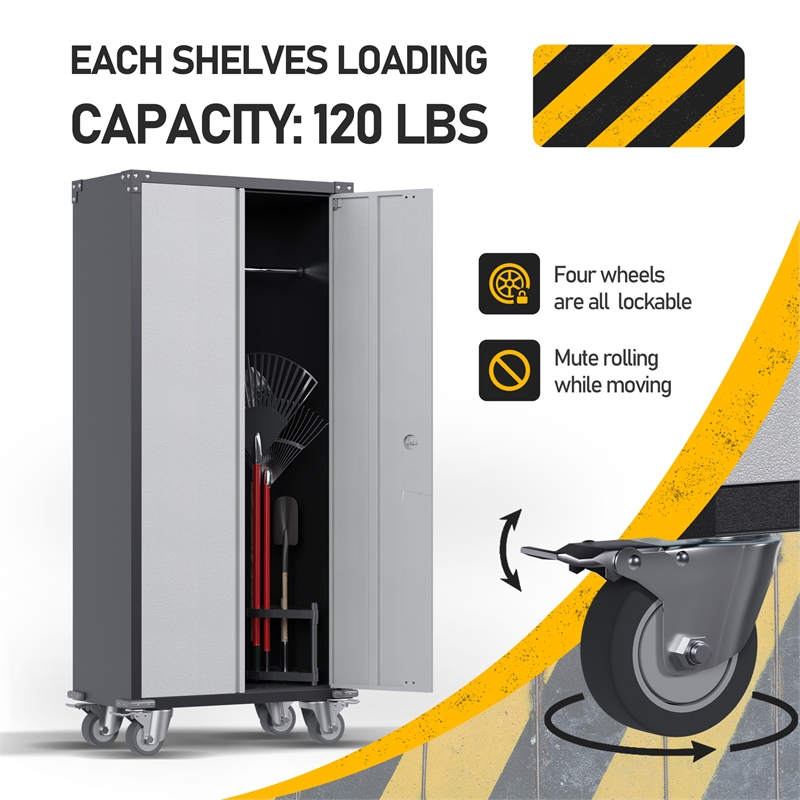 Gangmei Metal Broom Storage Cabinet with Rod.Cleaning Tool Storage Cabinet