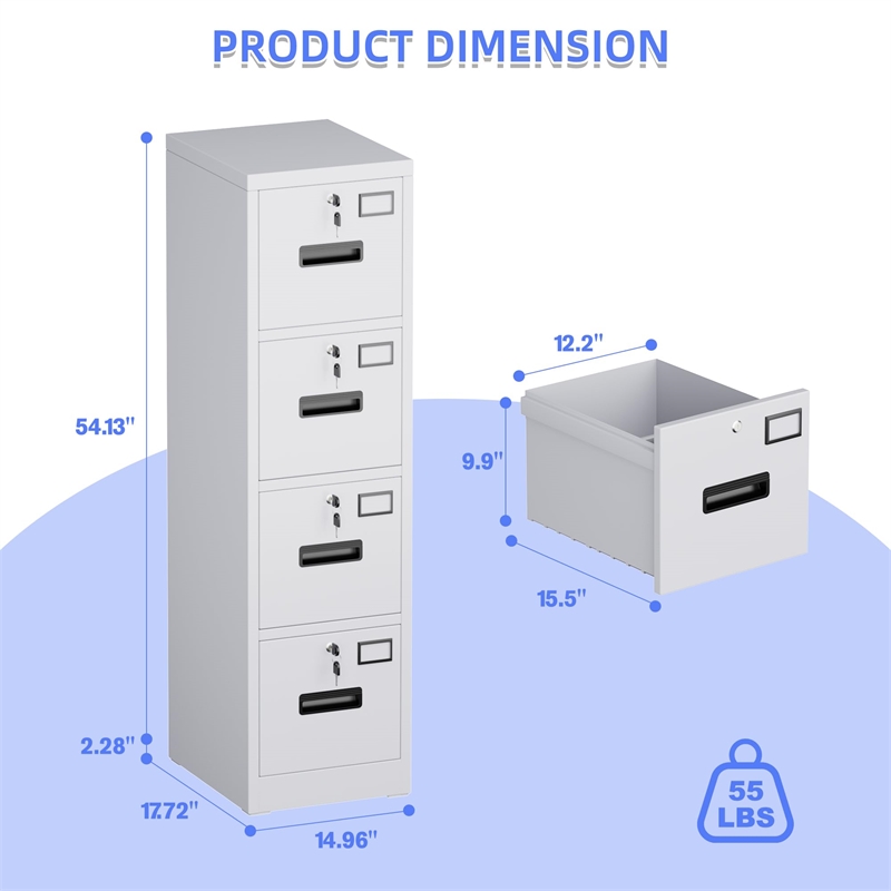 Gangmei 4 Drawer Vertical File Cabinet Metal Office Files Storage Cabinet
