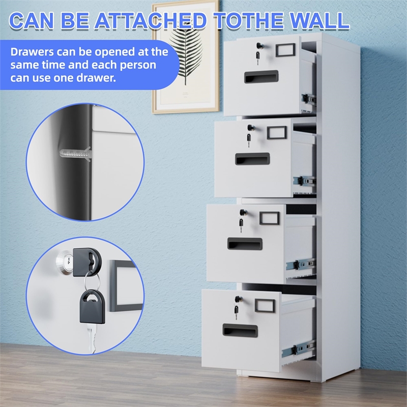 Gangmei 4 Drawer Vertical File Cabinet Metal Office Files Storage Cabinet