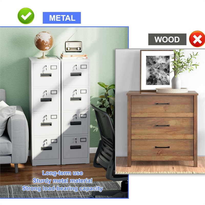 Gangmei 4 Drawer Vertical File Cabinet Metal Office Files Storage Cabinet