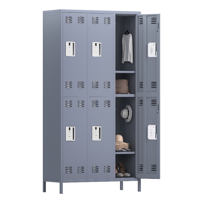 Gangmei Metal Lockers with 6 Door for School and Employee Light Gray