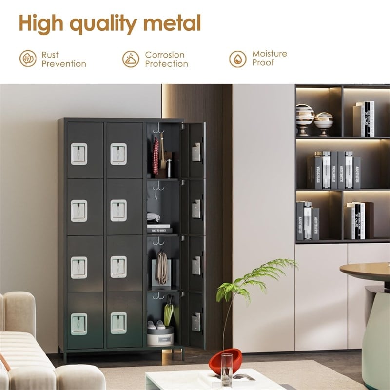 Gangmei Metal Locker with 12 Door for School and Employee Dark Gray