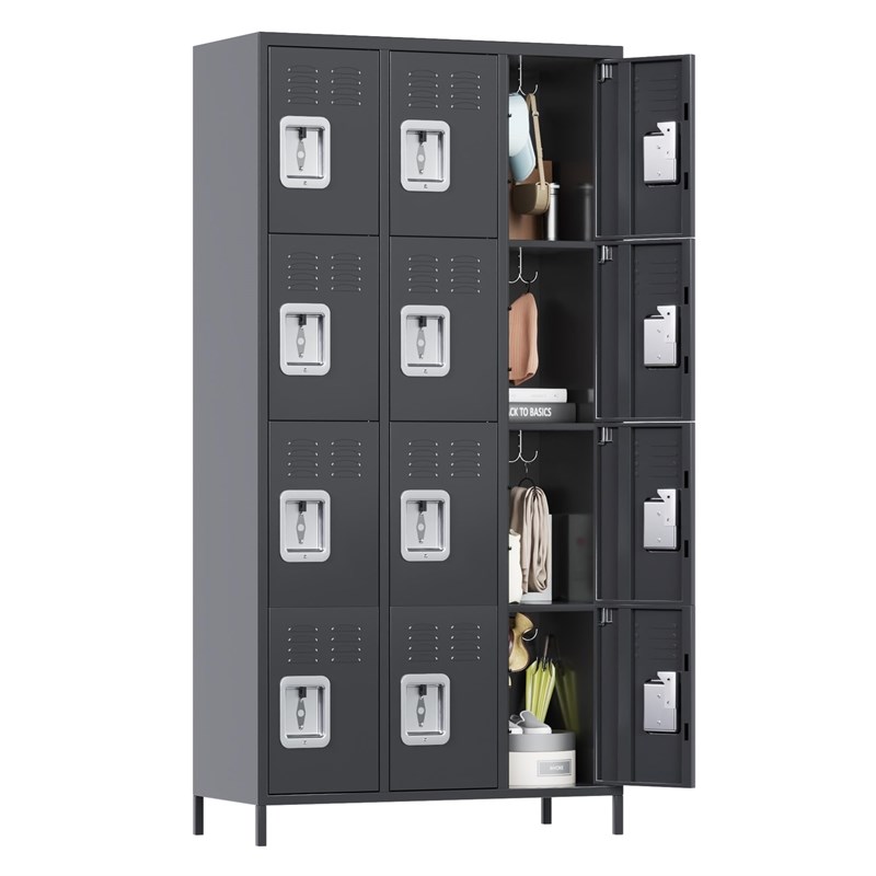 Gangmei Metal Locker with 12 Door for School and Employee Dark Gray