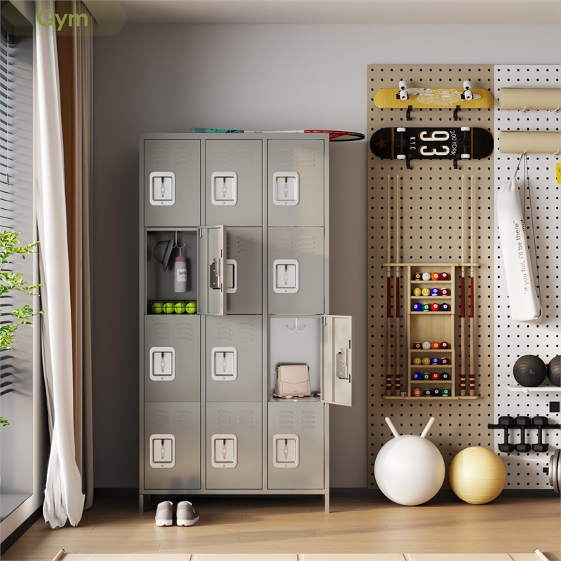 Gangmei Metal Locker with 12 Door for School and Employee Light Gray