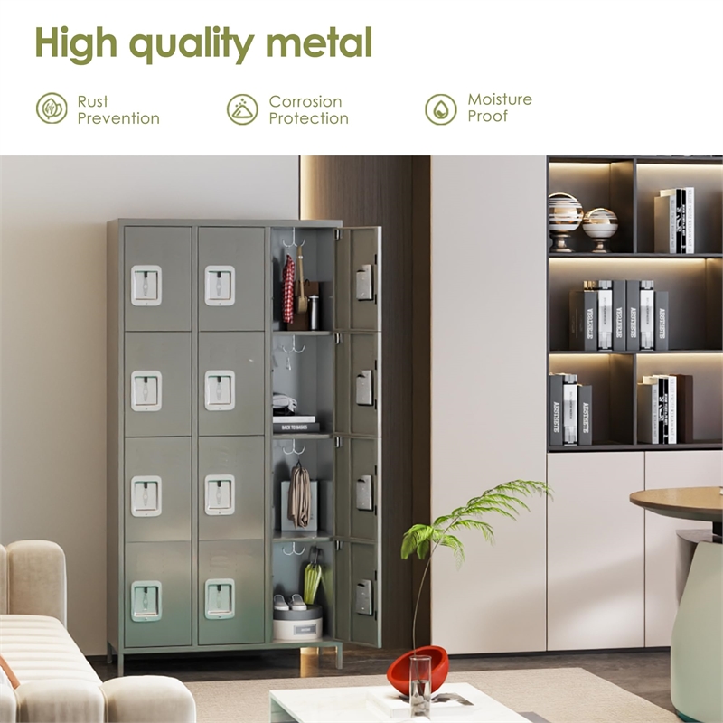 Gangmei Metal Locker with 12 Door for School and Employee Light Gray