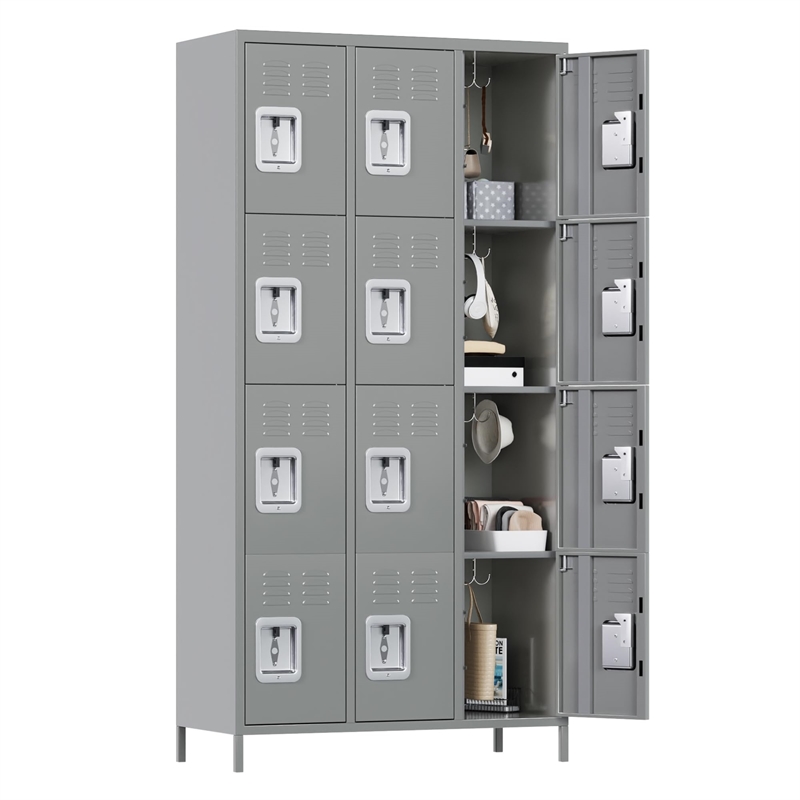 Gangmei Metal Locker with 12 Door for School and Employee Light Gray