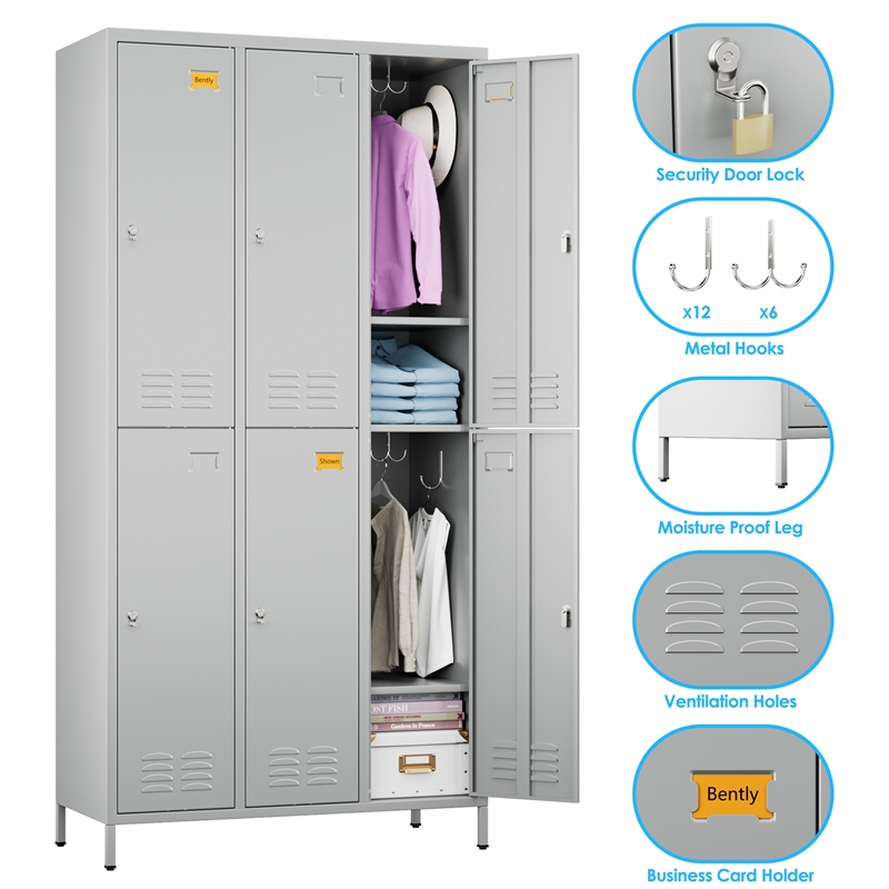 Gangmei 6 Door Lockers for Employees Light Gray