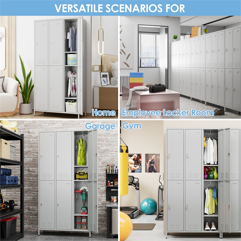 Gangmei 6 Door Lockers for Employees Light Gray