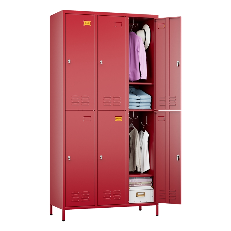 Gangmei 6 Door Lockers for Employees Red