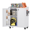Metal Storage Cabinet with Wheels and 2 Pegboards